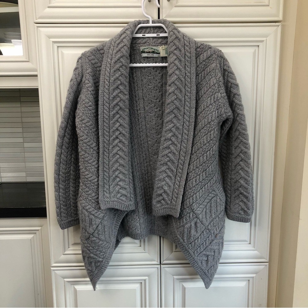 Aran Crafts Merino wool cable cottagecore women’s cardigan sweater - S